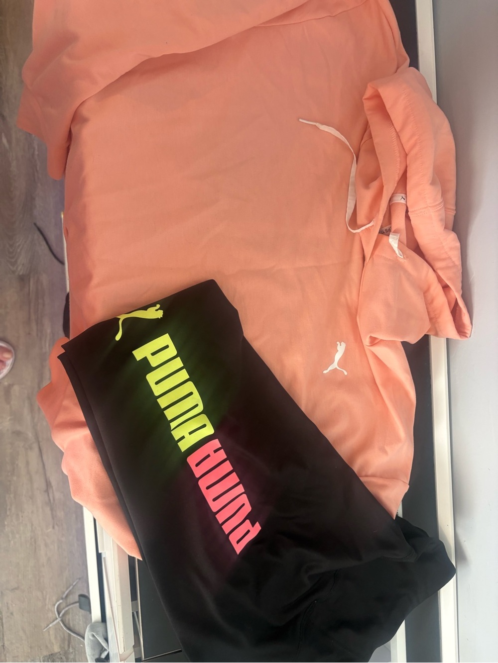 Puma Black Leggings and hoodie set with Neon Gradient Logo